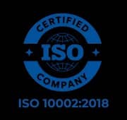 ISO 10002:2018 certified company badge